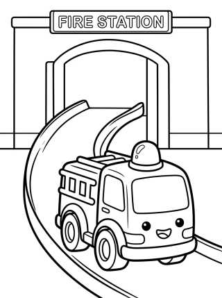 Desenho de Camión de Bomberos en Hot Wheels City para colorir e imprimir grátis