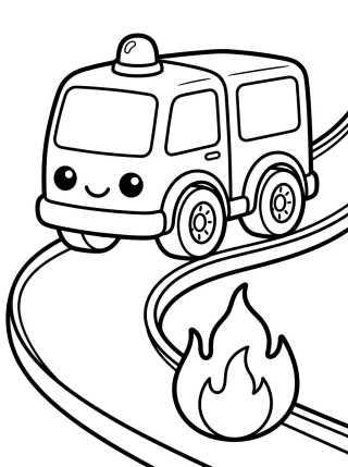 Desenho de Camión de Bomberos Súper Lindo para colorir e imprimir grátis