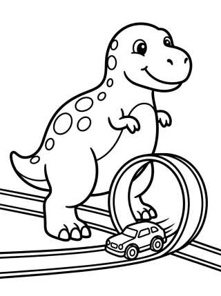Desenho de Ataque Dino en la Pista Hot Wheels para colorir e imprimir grátis