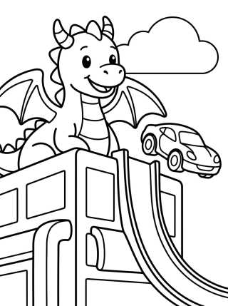 Desenho de Dragón Amistoso en la Ciudad para colorir e imprimir grátis