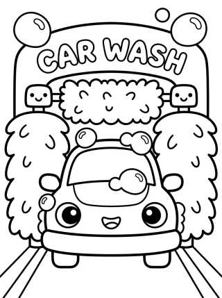 Desenho de Lavado de Autos Divertido para colorir e imprimir grátis
