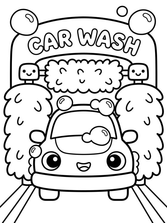 Desenho de Lavado de Autos Divertido para colorir e imprimir grátis