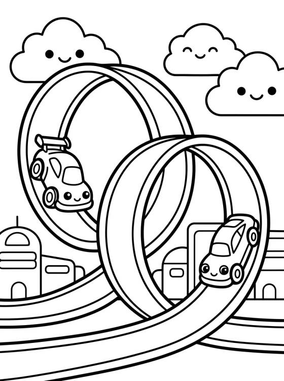 Desenho de Super Looping en Hot Wheels City para colorir e imprimir grátis