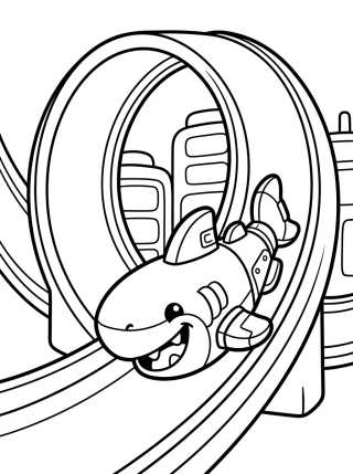 Desenho de Tiburón Robot de Hot Wheels City para colorir e imprimir grátis