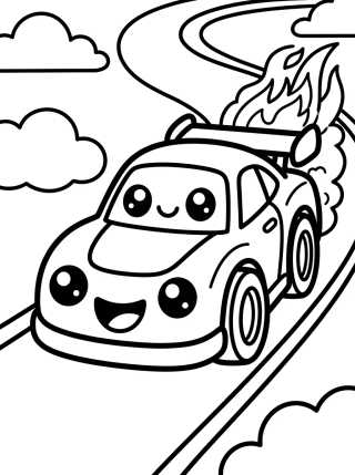 Desenho de Carrito de Carreras Hot Wheels Tierno para colorir e imprimir grátis