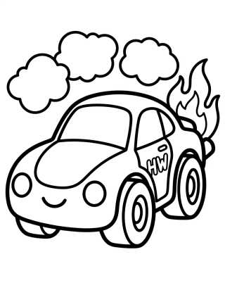 Desenho de Auto Deportivo Hot Wheels con Llamas para colorir e imprimir grátis