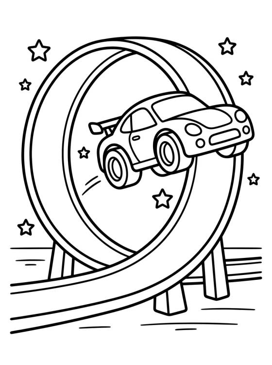 Desenho de Hot Wheels en Pista de Loop para colorir e imprimir grátis