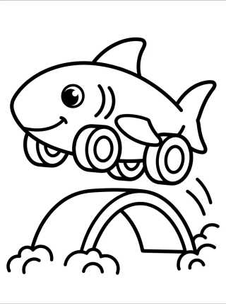 Desenho de Coche Tiburón Hot Wheels Kawaii para colorir e imprimir grátis