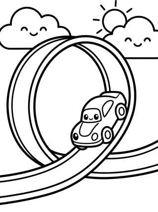 Desenho de Hot Wheels haciendo Loop en la Pista para colorir e imprimir grátis