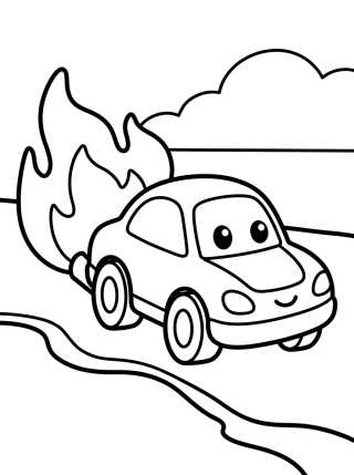 Desenho de Hot Wheels con Fuego en el Escape para colorir e imprimir grátis