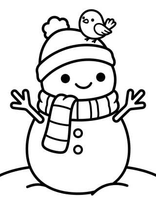Desenho de Muñeco de Nieve con Bufanda para colorir e imprimir grátis