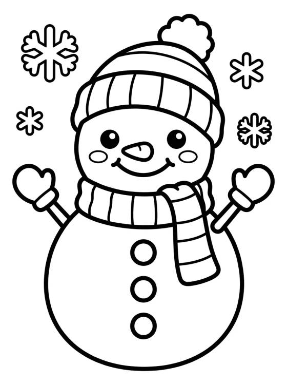 Desenho de Muñeco de Nieve con Bufanda para colorir e imprimir grátis