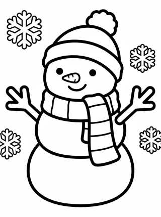Desenho de Muñeco de Nieve Tierno con Bufanda para colorir e imprimir grátis