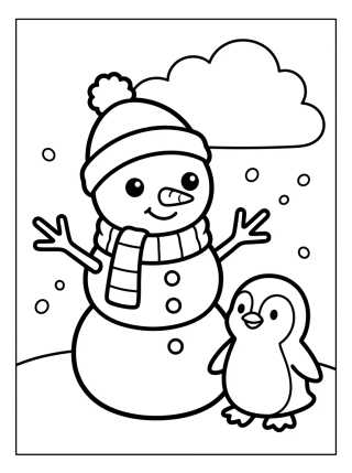 Desenho de Muñeco de Nieve Sonriente para colorir e imprimir grátis