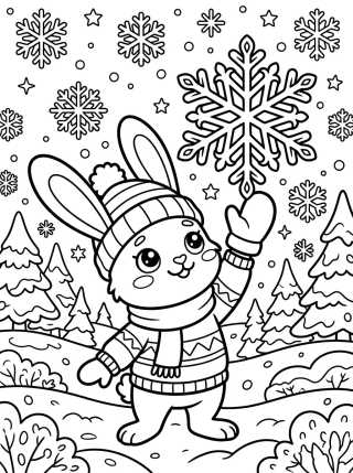 Desenho de Conejito y Copos de Nieve para colorir e imprimir grátis
