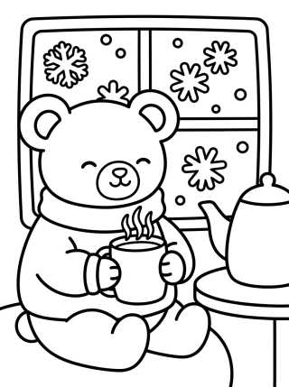 Desenho de Osito Lindo Tomando Té Calientito para colorir e imprimir grátis