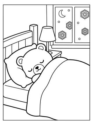 Desenho de Osito Hibernando en la Cama para colorir e imprimir grátis