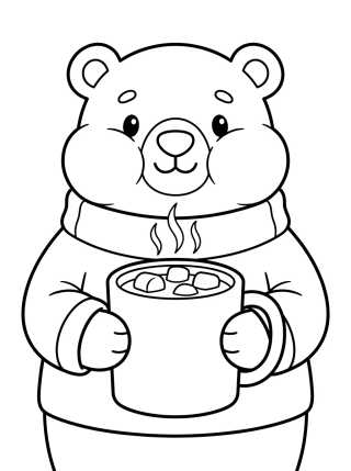 Desenho de Osito Polar Tomando Chocolate Caliente para colorir e imprimir grátis