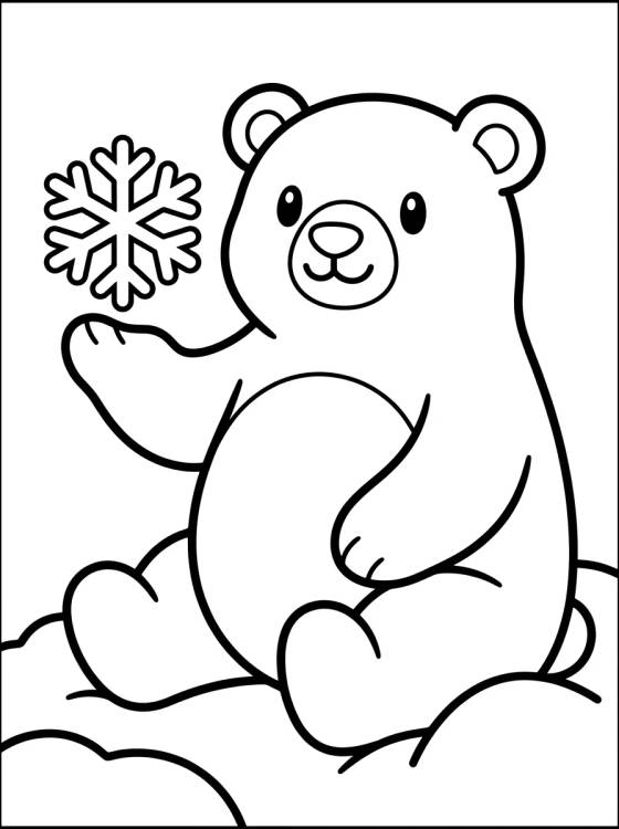 Desenho de Oso Polar y Copos de Nieve para colorir e imprimir grátis