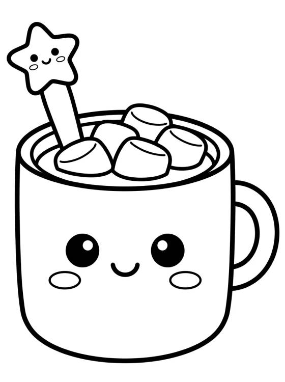 Desenho de Taza de Chocolate Caliente Tierna para colorir e imprimir grátis