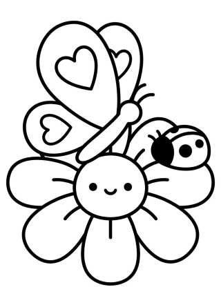 Desenho de Mariposa Tierna Posada en la Flor para colorir e imprimir grátis