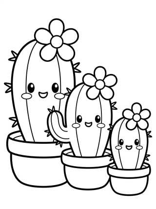 Desenho de Familia de Cactus en Flor para colorir e imprimir grátis