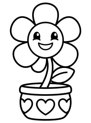 Desenho de Florecita Sonriente en su Maceta para colorir e imprimir grátis