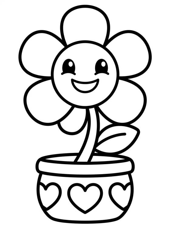 Desenho de Florecita Sonriente en su Maceta para colorir e imprimir grátis