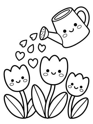 Desenho de Regadera Mágica con Tulipanes para colorir e imprimir grátis