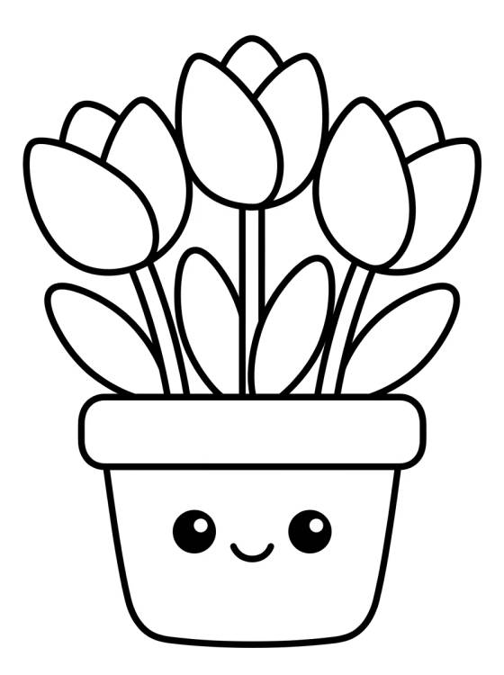 Desenho de Macetita de Flores Kawaii para colorir e imprimir grátis