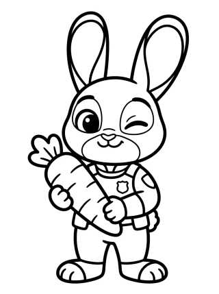 Desenho de Judy Hopps con Pluma de Zanahoria para colorir e imprimir grátis