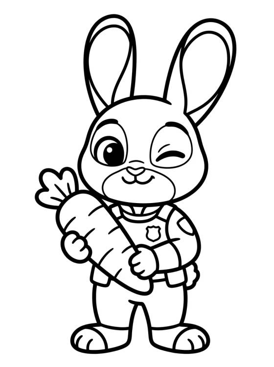 Desenho de Judy Hopps con Pluma de Zanahoria para colorir e imprimir grátis