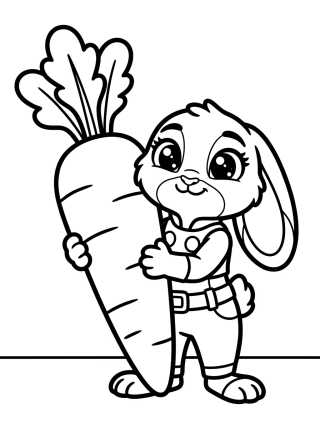 Desenho de Judy Hopps con Zanahoria Gigante para colorir e imprimir grátis