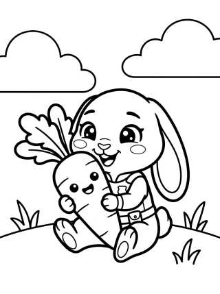 Desenho de Judy Hopps Comiendo Zanahoria para colorir e imprimir grátis