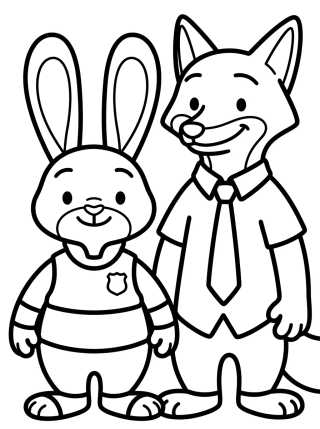 Desenho de Judy Hopps y Nick Wilde Amigos para colorir e imprimir grátis