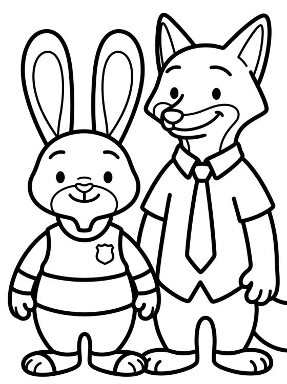 Desenho de Judy Hopps y Nick Wilde Amigos para colorir e imprimir grátis