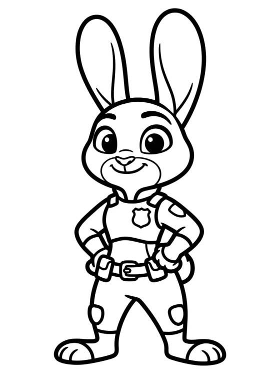 Desenho de Judy Hopps en Acción de Conejita para colorir e imprimir grátis