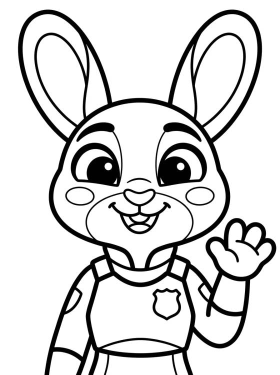 Desenho de Judy Hopps Policía Sonriente para colorir e imprimir grátis