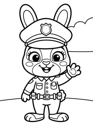 Desenho de Judy Hopps Policía Sonriente para colorir e imprimir grátis