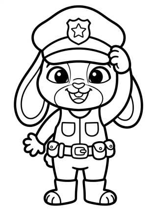 Desenho de Judy Hopps Policía Sonriendo para colorir e imprimir grátis