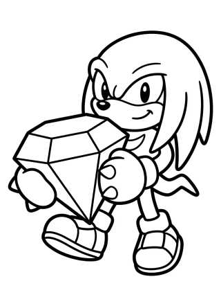 Desenho de Knuckles con la Esmeralda del Caos para colorir e imprimir grátis