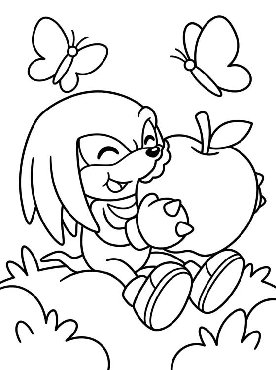 Desenho de Knuckles Comiendo Frutas para colorir e imprimir grátis