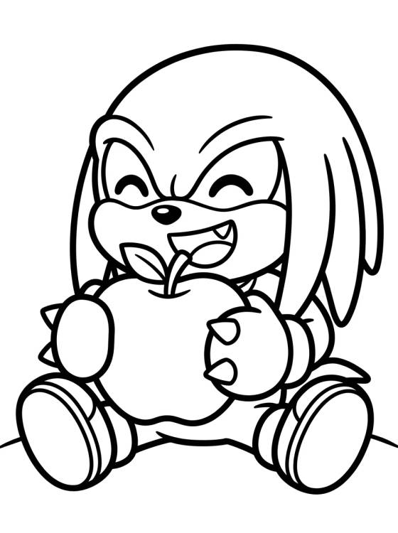 Desenho de Knuckles Comiendo una Fruta para colorir e imprimir grátis