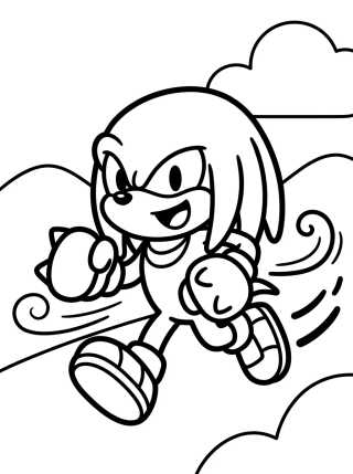 Desenho de Knuckles Corriendo Alegre para colorir e imprimir grátis
