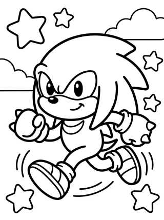 Desenho de Knuckles Corriendo Feliz para colorir e imprimir grátis