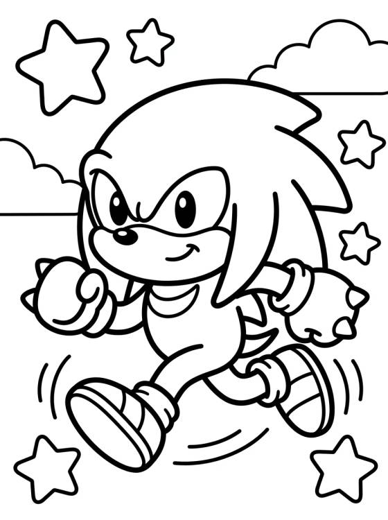 Desenho de Knuckles Corriendo Feliz para colorir e imprimir grátis