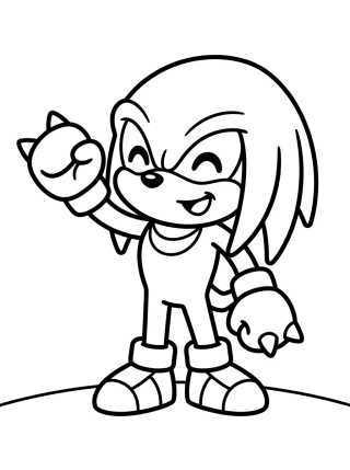 Desenho de Knuckles Tierno Saludando para colorir e imprimir grátis