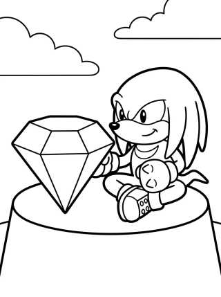 Desenho de Knuckles Protegiendo la Esmeralda Maestra para colorir e imprimir grátis