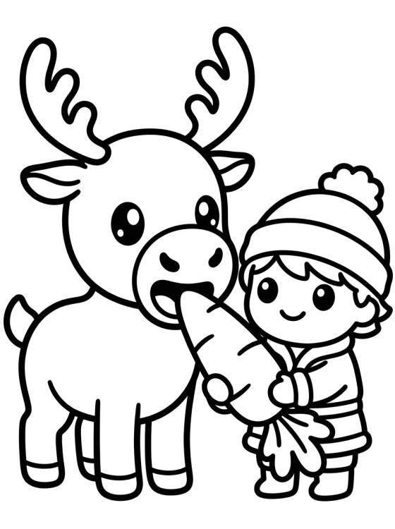 Desenho de Kristoff Alimentando a Sven con Zanahoria para colorir e imprimir grátis