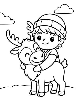 Desenho de Kristoff y Sven Abrazados para colorir e imprimir grátis